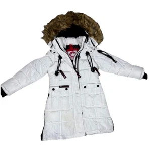 Girl’s Canada Weather Gear Winter White Faux Fur Hooded Jacket Coat Size S-7/8 - Picture 1 of 6