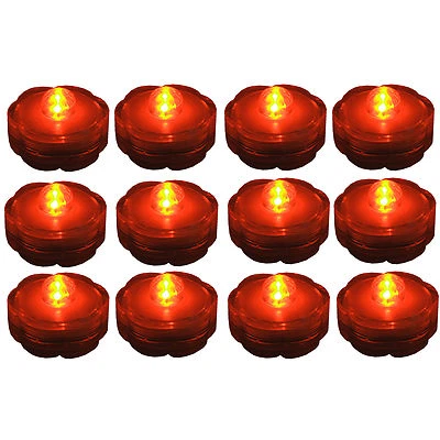BLUEDOT TRADING Submersible Waterproof Battery LED Tea Light ~ ORANGE ~ 12 Pack HALLOWEEN Décor