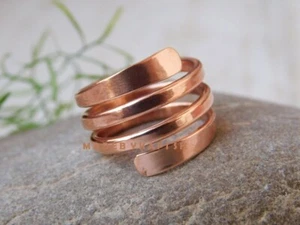 Pure Solid Copper Smooth Unisex Band Handcrafted Jewelry Ring For Men Women Gift - Picture 1 of 6