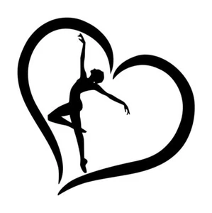 Ballerina Heart Decal #5 5"x5" Choose Color - Picture 1 of 2