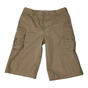 Sz 18 Lands End Uniform Boys Stain Resistant Cargo Short Khaki Adjustable 430868 - Picture 1 of 9