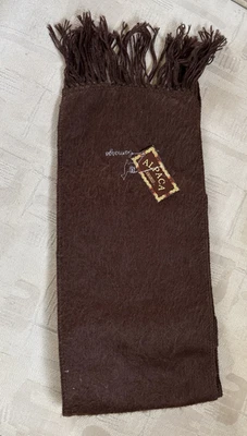 Alpaca Camargo Brushed Alpaca Blend Chocolate Brown Scarf 9x66" Made in Peru - Image 1 of 4