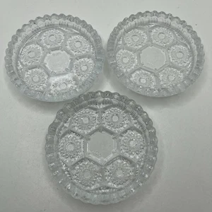 Lotto 3 posacenere vintage cristallo tondo pesante taglio trasparente vetro 4” Made in Italy - Foto 1 di 8