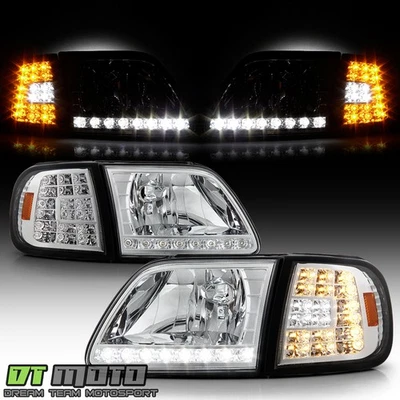 97-03 Ford F150 Expedition Led Headlights +Full Led Corner Signal Lights Lamps - Изображение 1 из 4