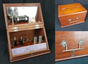 antikes Quacksalber Medizingerät Elektroschock Therapie viktorianische Holzkiste Whitall - Bild 1 von 13