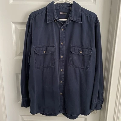 Camisa para hombre Faded Glory grande LS con botones azul marino 100 % algodón buena Foto 1 de 4