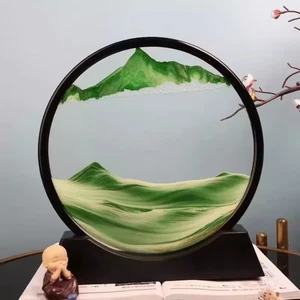 ✔️ 3D bewegliches Sandkunstbild rundes Glas Treibsand Tiefsee Deko Büro Geschenk - Bild 1 von 19