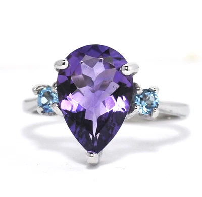 MERAVIGLIOSO ANELLO IN ARGENTO CON AMETISTA E TOPAZI - Immagine 1 di 4