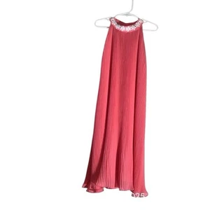 Janie And Jack Size 10 Dress Coral Pleated Chiffon Flowers Lined Party Pageant - Picture 1 of 8