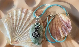 Aqua Seraphinite & Topaz Pendant Necklace -925 Silver plated-New - Bild 1 von 2