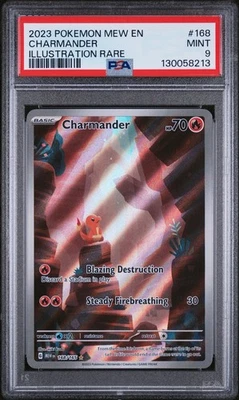POKEMON 151 CHARMANDER ILLUSTRATION RARE FUL ART HOLO IR 168/165 PSA 9 MINT - Image 1 of 2