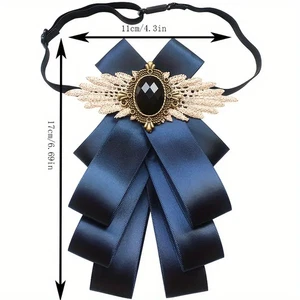 Men Pre-Tied Shirt Necktie Suit Rhinestone Bowtie Neckwear Collar Accessory Cute - Picture 1 of 25