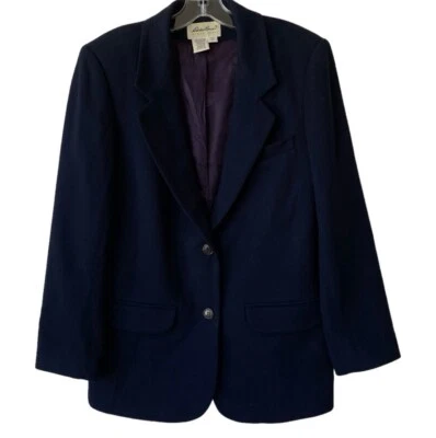 EDDIE BAUER Woman Preppy Career Classic Wool 3 Button Down Blue blazer - Image 1 of 4
