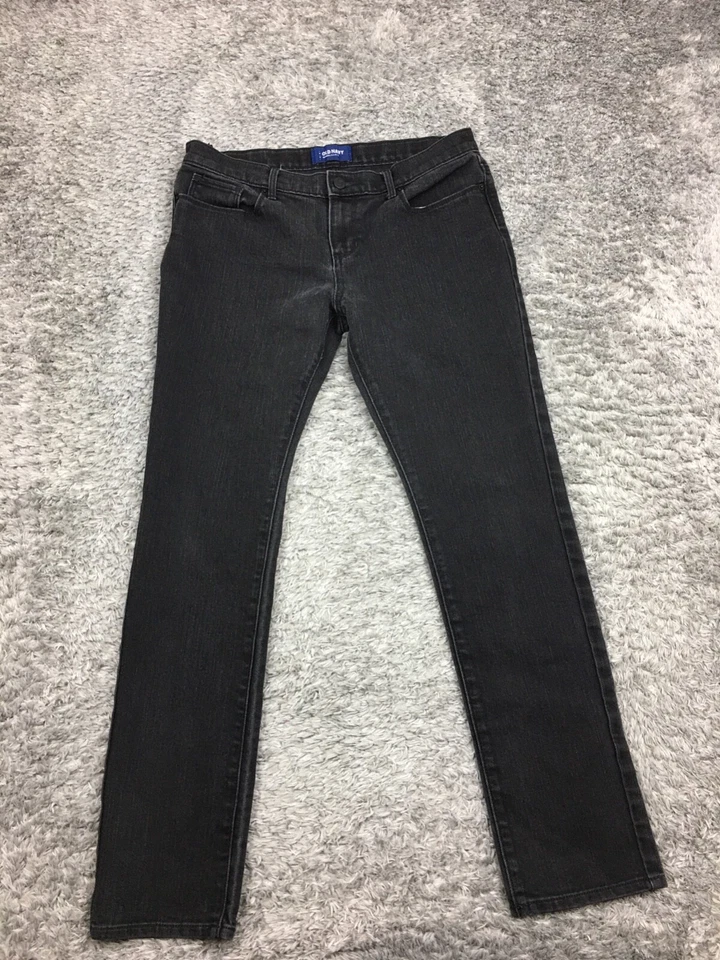 Pantalones de mezclilla ajustados Old Navy para niñas talla 14 Plus negros ajustables para jóvenes Foto 1 de 4