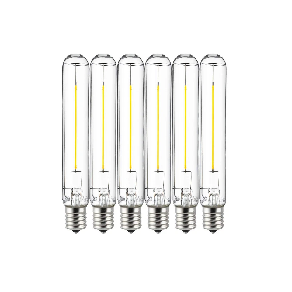 6PK LED T6.5 Tubular Filament Bulb, Non-Dimmable 2W (25W), E17, Appliance Light - Image 1 of 1
