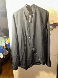 D.Free Shirt Top Women’s 2XL Black Long Sleeve Outdoor Inclined Button Front - Picture 1 of 4