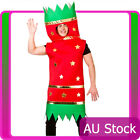 Mens Christmas Cracker Costume Funny Novelty Womens Xmas Bon Bon Red Tabard