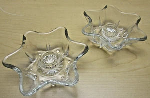 Juego de candelabros de vidrio transparente con forma de 6 puntos de anclaje vintage - Imagen 1 de 5