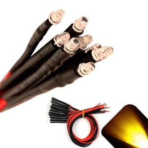 100 x Precableado 12v 3mm Oro Amarillo LEDs Precableado 12 voltios LED RC 11v 13v 14v 15v - Imagen 1 de 2
