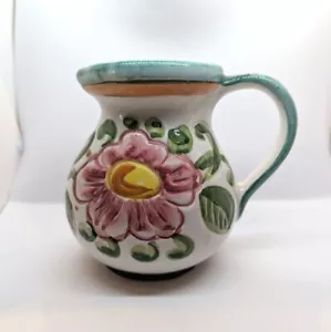Claudio Bernini italienische Keramik Krug signiert handbemalt Blumen Cottagecore - Bild 1 von 14