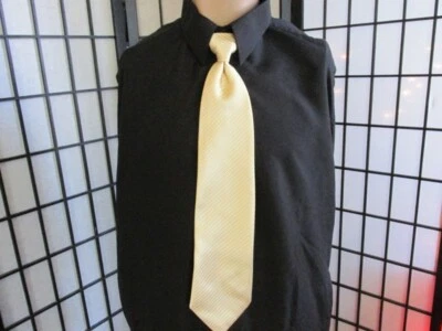 Corbata Windsor preatada con patrón de rayas doradas vintage con correa ajustable para el cuello  Foto 1 de 4