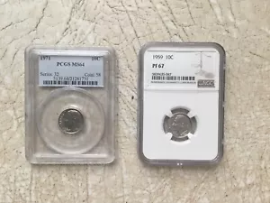 PF67 FDR 1959 10 CENT NGC *2 SILVER COIN 1990S 10C PCGS MS64 & 1/4 Pound Lot - Picture 1 of 7