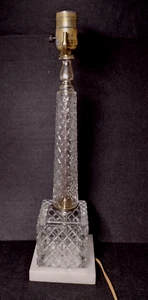 Vtg Leviton Hollywood Regency Diamond Cut Table Lamp w/Italian Marble Base-Works - Picture 1 of 13