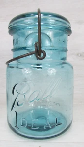 Antiguo tarro de fianzas de alambre "ideal" de bola de 1 pinta con tapa #1 - pat. "14 de julio de 1908, 5 1/2""" - Imagen 1 de 18