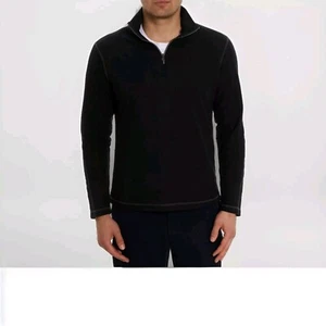 Robert Graham Men's Large Burton 1/4-Zip Mock Pullover BLACK Classic Fit $188 - Foto 1 di 6