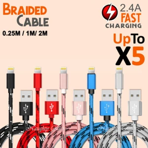 Braided USB Charging Charger Cable Cord For iPhone 14 13 12 11 Pro Max XR iPad - Picture 1 of 41