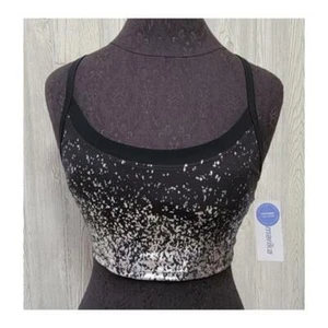 NEW Marika Women's Carter Long Medium Impact Sports Bra Black & Silver MD 88289 - Picture 1 of 4