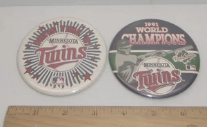 2 Vintage MN Twins Buttons - Drive Time “91 & 1991 World Champions - Picture 1 of 7