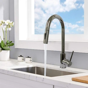 17.5" Polished Chrome Finish Pull Out Down Kitchen Faucet Dual Function Sprayer - Picture 1 of 11