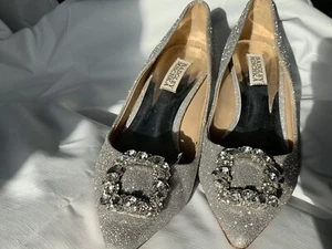 Badgley Mischka Carrie Silver Glitter Womens Heels Size US 7😃 - Picture 1 of 12