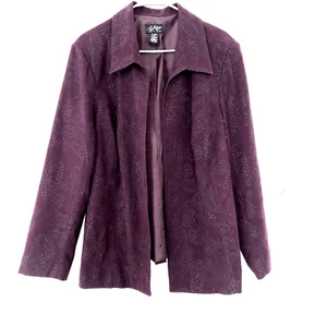 Abrigo Russell Kemp Imitación Gamuza Frente Abierto Retro Blazer Talla 16 Berenjena Púrpura - Imagen 1 de 8