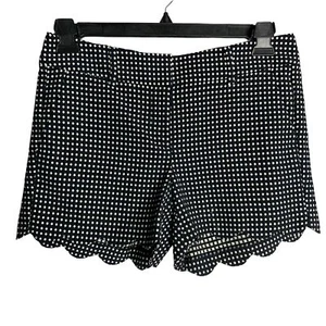Ann Taylor Polka Dot Shorts 6P Black Pockets Scalloped Hem Belt Loops Zipper - Picture 1 of 4