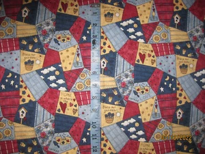 New Garden "patchwork" theme  Cotton fabric - 44" x 40"  - Picture 1 of 2