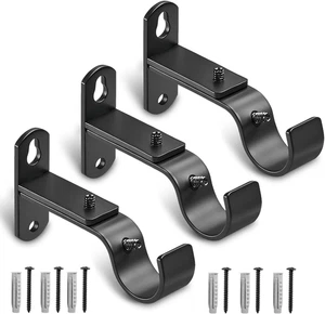 Adjustable Curtain Rod Brackets, Metal Window Drapery Rod Hanger Holders Hooks f - Picture 1 of 11