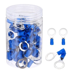100Pcs Insulated Ring Terminal RV5.5-12 12-10AWG Battery Connectors, Blue - Picture 1 of 5