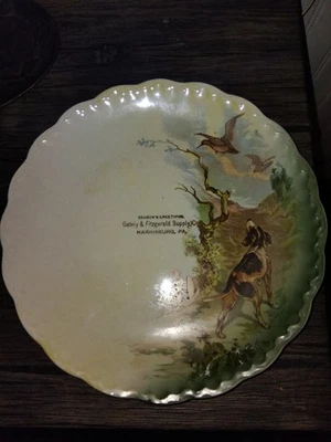 Placa publicitaria antigua Harrisburg Pa con escena de perro pájaro principios de 1900 Foto 1 de 4