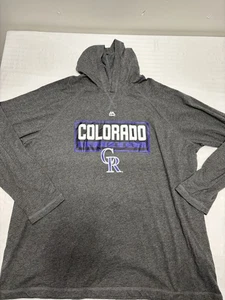 Colorado Rockies Hoodie Mens 3XL Gray MLB Baseball Shirt Long Sleeve Hooded - Picture 1 of 9