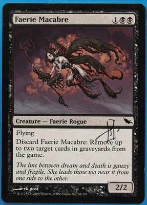Faerie Macabre Shadowmoor NM Black Common SIGNED MTG CARD (ID# 504684) ABUGames - Image 1 of 2