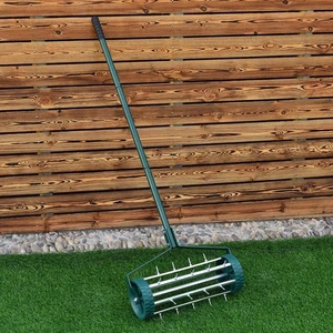 Portable Rolling Grass Lawn Garden Aerator Steel Spike Roller Garden Tool - Picture 1 of 12