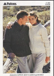 NEW 4521 PATONS KNITTING PATTERN - UNISEX RAGLAN SLEEVED RIB CABLE SWEATER - Picture 1 of 1