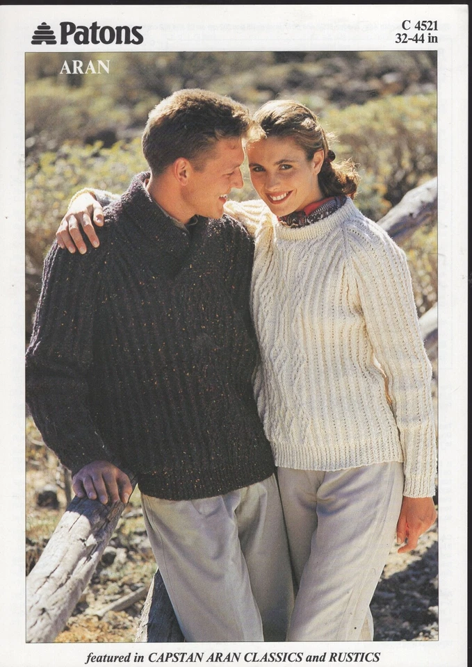 NEW 4521 PATONS KNITTING PATTERN - UNISEX RAGLAN SLEEVED RIB CABLE SWEATER - Image 1 of 1