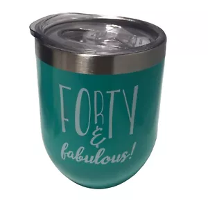 Stielloser Weinbecher mit Deckel 12 Unzen 40. Geburtstag 40 und Fabulous Teal Geschenk Becher - Bild 1 von 12
