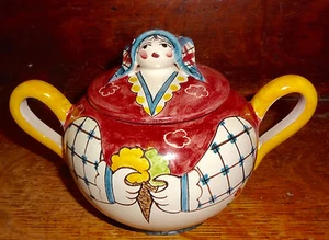 Romolo Apicella Vietri Italian Pottery Italy Peasant Lady Kerchief Sugar Bowl KI - Picture 1 of 3