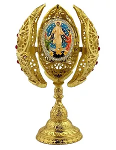 Resurrection of Christ Jesus Icon Egg Filigree Triptych Jeweled Easter Gift Deco - Picture 1 of 8
