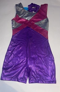 Moret Kids Ultra Leotard Girls Multi-Color W Scrunchie X  Silver/Pink-Purple OBO - Picture 1 of 8