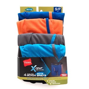 Hanes Boys Size S (6-8)  X-Temp Boxer Brief Breathable Mesh 4 Pack Assorted - Picture 1 of 6